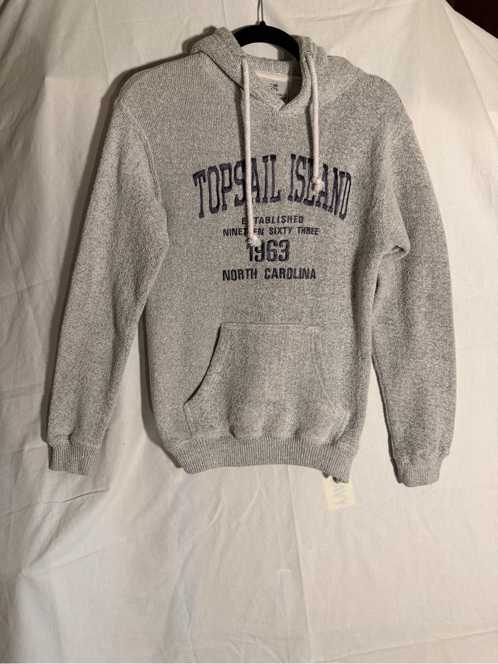 #340 Topsail Island Gray Hooded Pullover - Casual Men’s Hoodie
